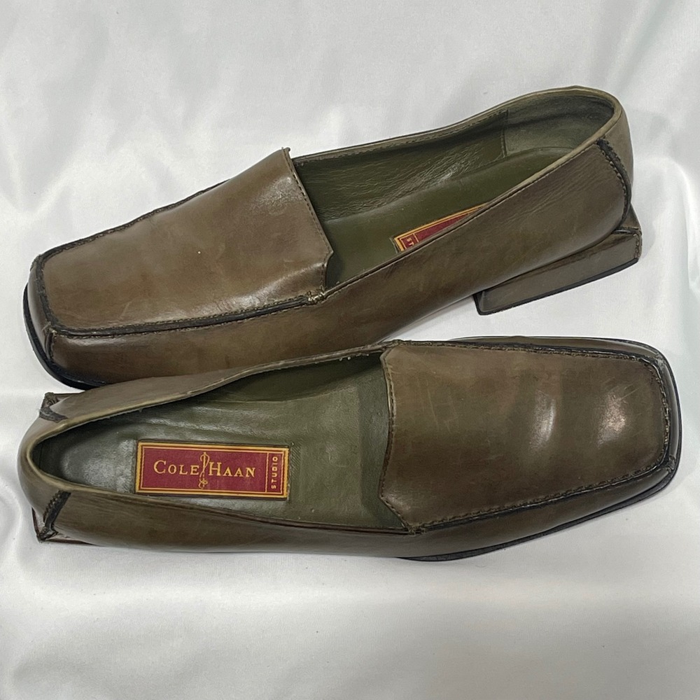 Cole Haan Olive Green Leather Loafers - Picture 3 of 8